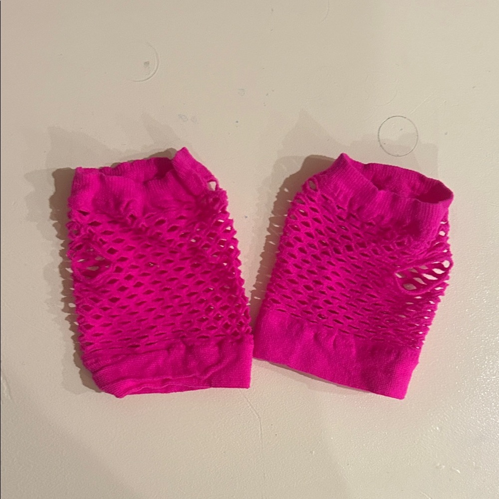 Pink Fishnet Fingerless Gloves